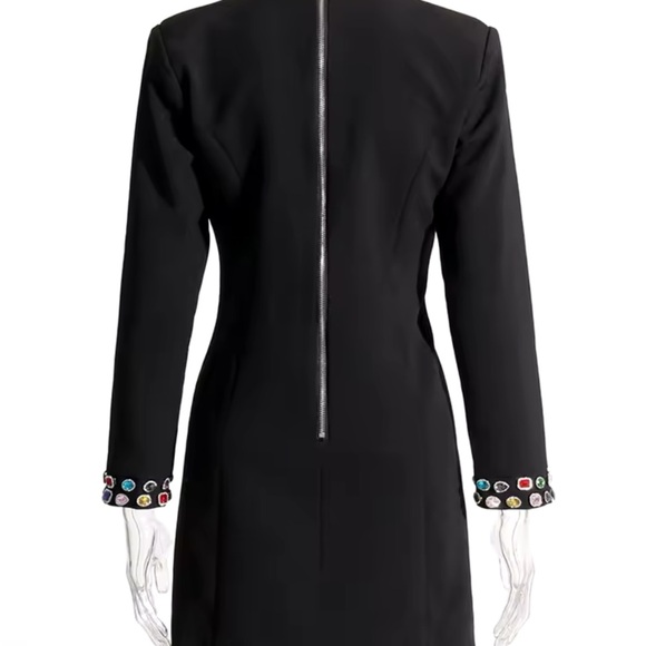 NEW WOMENS EMBELLISHED MINI BLACK DRESS - Picture 7 of 7